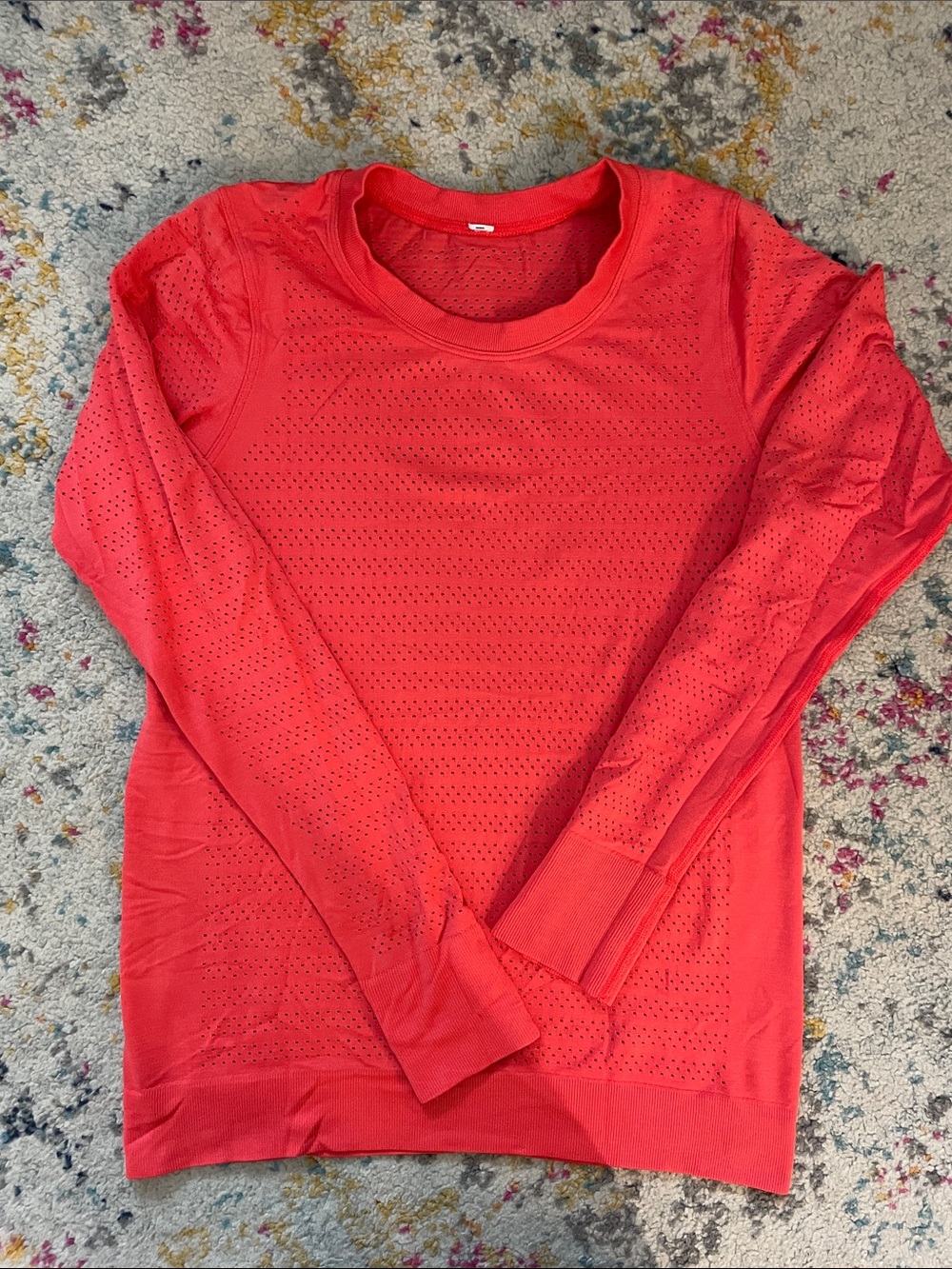 Lululemon Women's orange Long-Sleeve Perforated Crewneck Top